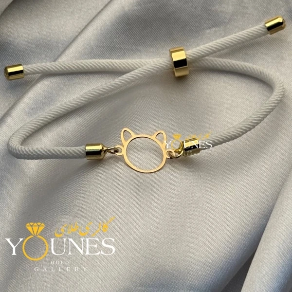 تصویر دوم دستبند گربه‌ای پیشی طلا لیزری